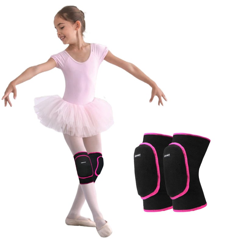 EULANT Sborter Knee Pads for Kids Junior Youth, for Biking,Volleyball,Basketball,Football,Skating,Dancing, 1 Pair,S Black/Rose - Image 1